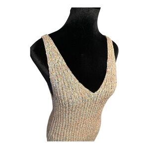 Lush Semi Chunky Knit Midi Bodycon Colorful Dress Women’s Size L Beach Coastal